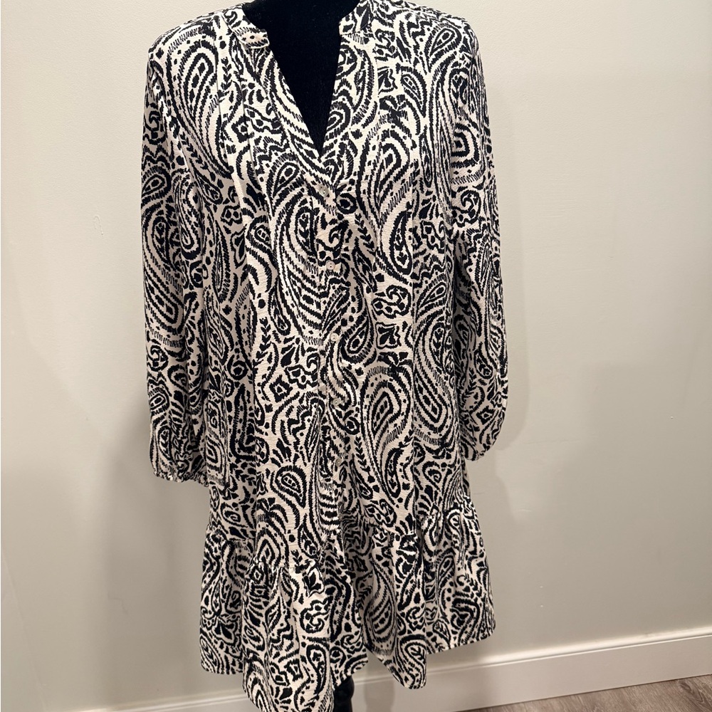 Rachel Zoe Black & White Paisley Tunic Dress